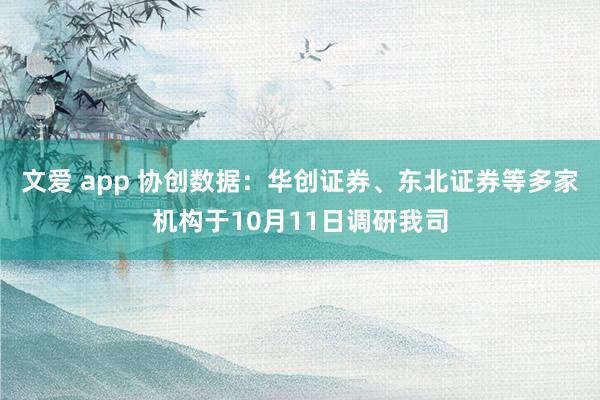 文爱 app 协创数据：华创证券、东北证券等多家机构于10月11日调研我司