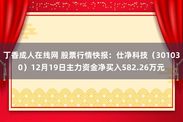 丁香成人在线网 股票行情快报：仕净科技（301030）12月19日主力资金净买入582.26万元