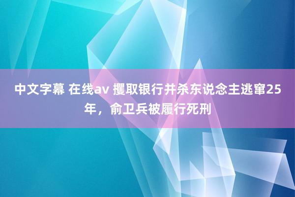 中文字幕 在线av 攫取银行并杀东说念主逃窜25年，俞卫兵被履行死刑