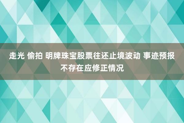 走光 偷拍 明牌珠宝股票往还止境波动 事迹预报不存在应修正情况