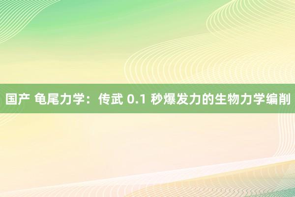 国产 龟尾力学：传武 0.1 秒爆发力的生物力学编削