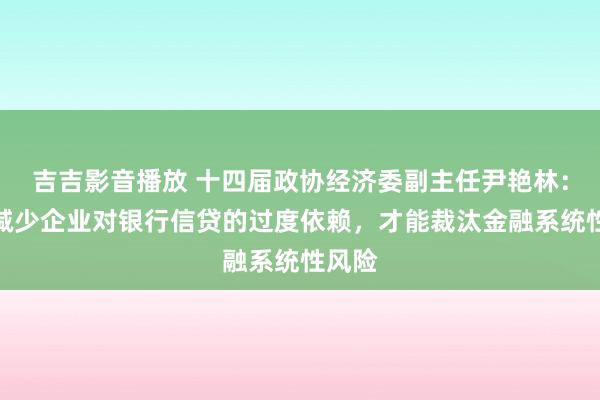 吉吉影音播放 十四届政协经济委副主任尹艳林：唯有减少企业对银行信贷的过度依赖，才能裁汰金融系统性风险