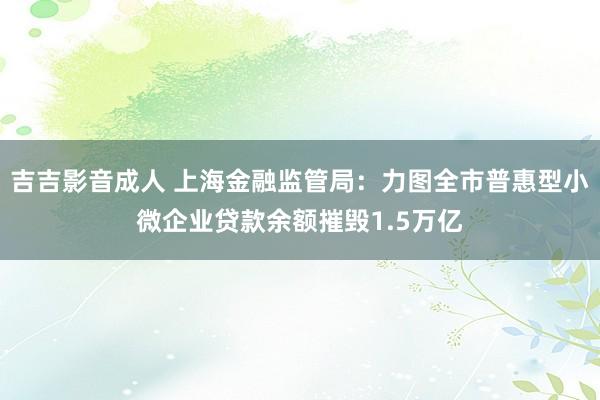 吉吉影音成人 上海金融监管局：力图全市普惠型小微企业贷款余额摧毁1.5万亿
