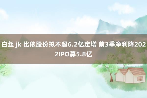 白丝 jk 比依股份拟不超6.2亿定增 前3季净利降2022IPO募5.8亿