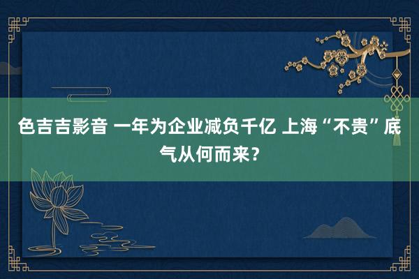 色吉吉影音 一年为企业减负千亿 上海“不贵”底气从何而来？