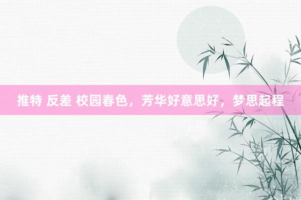 推特 反差 校园春色，芳华好意思好，梦思起程