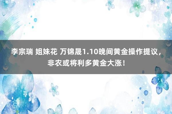 李宗瑞 姐妹花 万锦晟1.10晚间黄金操作提议，非农或将利多黄金大涨！