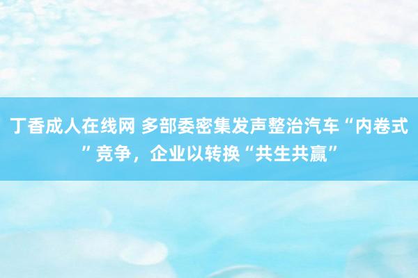 丁香成人在线网 多部委密集发声整治汽车“内卷式”竞争，企业以转换“共生共赢”