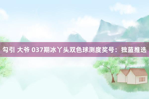 勾引 大爷 037期冰丫头双色球测度奖号：独蓝推选