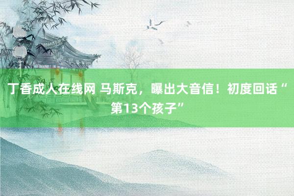 丁香成人在线网 马斯克，曝出大音信！初度回话“第13个孩子”