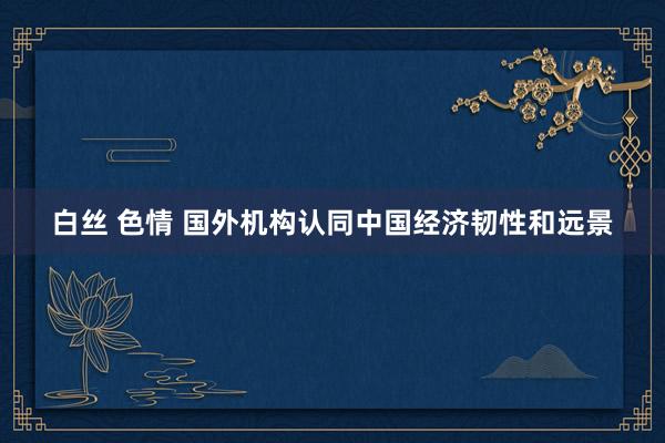 白丝 色情 国外机构认同中国经济韧性和远景