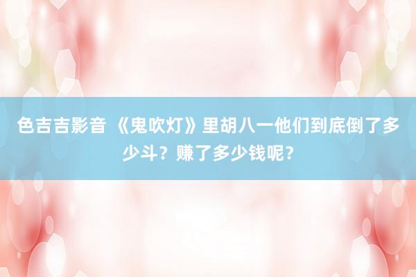 色吉吉影音 《鬼吹灯》里胡八一他们到底倒了多少斗？赚了多少钱呢？