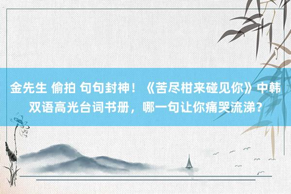 金先生 偷拍 句句封神！《苦尽柑来碰见你》中韩双语高光台词书册，哪一句让你痛哭流涕？