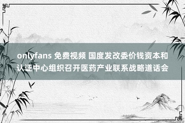 onlyfans 免费视频 国度发改委价钱资本和认证中心组织召开医药产业联系战略道话会