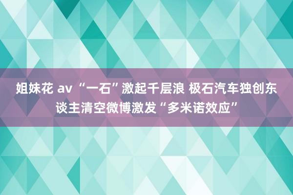 姐妹花 av “一石”激起千层浪 极石汽车独创东谈主清空微博激发“多米诺效应”