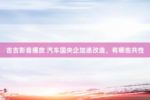 吉吉影音播放 汽车国央企加速改造，有哪些共性
